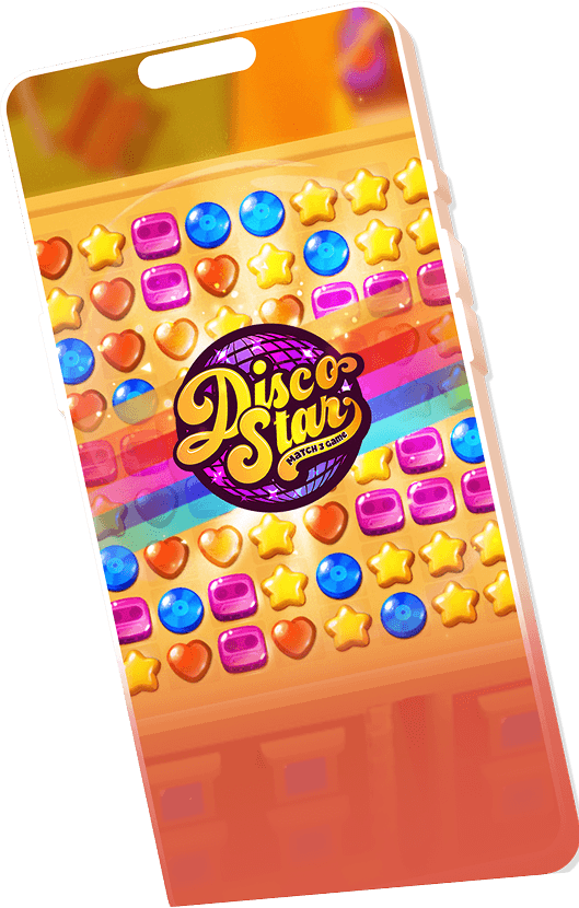 Smartphone montrant un écran de jeu Disco Star
