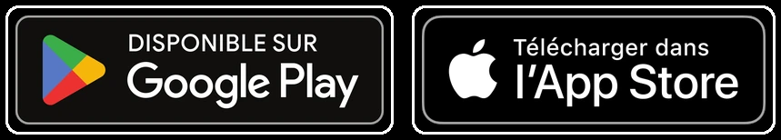 Télécharger sur l'App Store / Télécharger sur Google Play