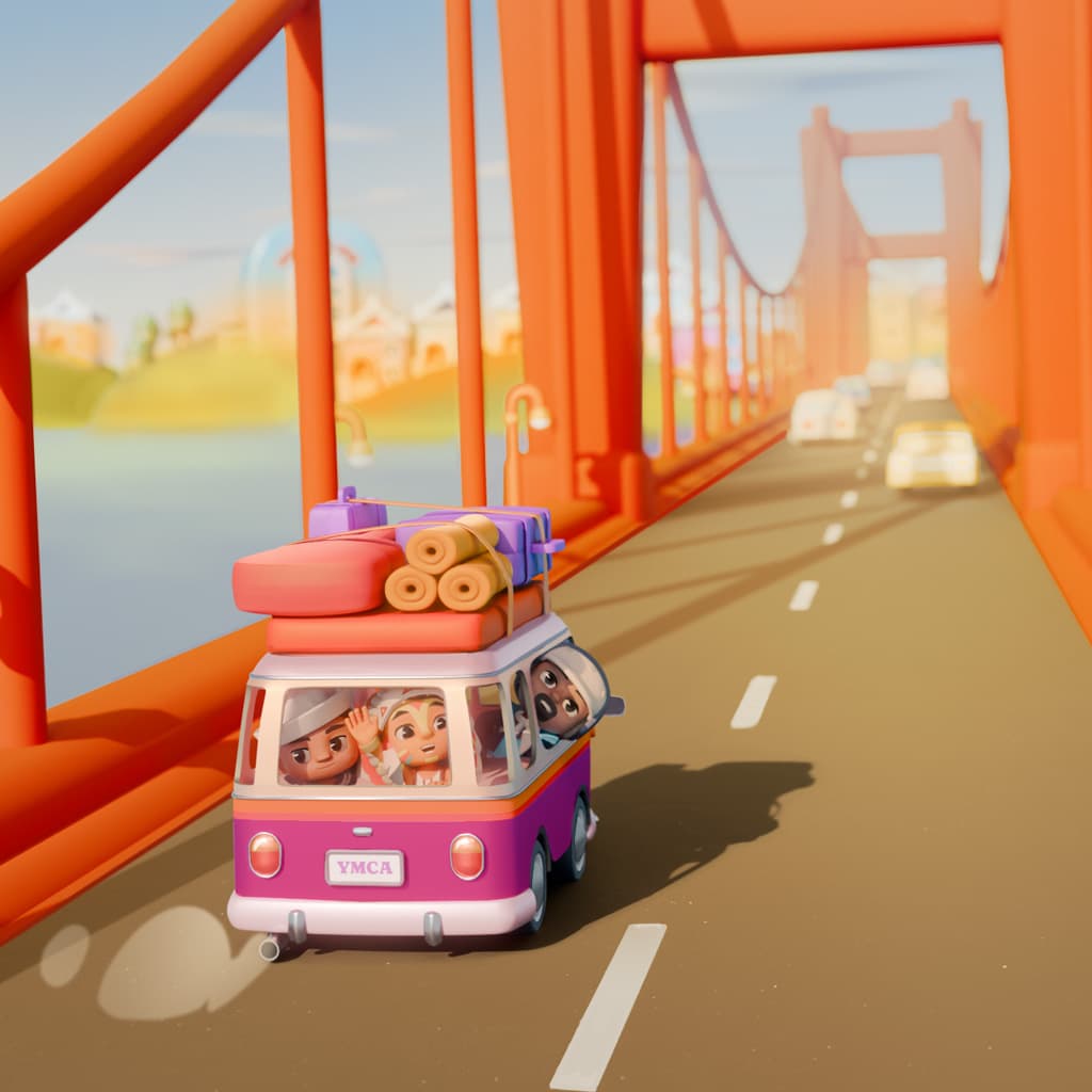 Disco Star van crossing the Golden Gate Bridge in San Francisco
